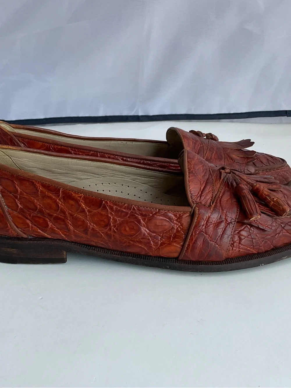 Rare Vintage Bally Cantor Genuine Caiman Leather Tassel Slip On Loafers Men’s 9M